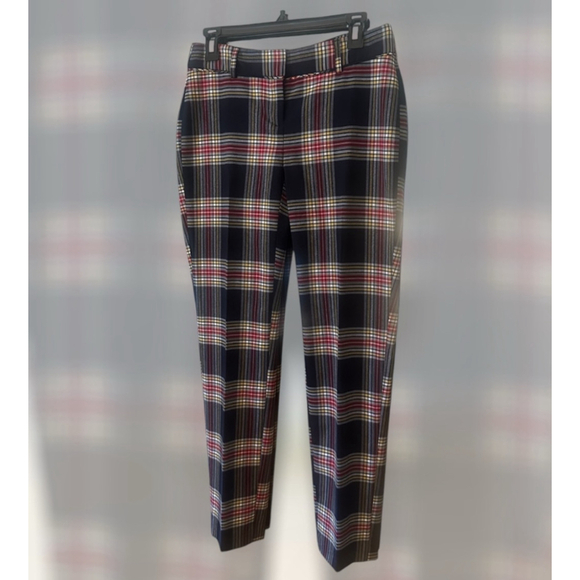 Women's Crown & Ivy Plaid Pants Size 2 Blue Red - Picture 1 of 6